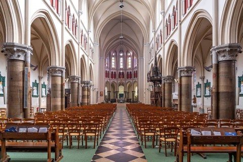 Interior of the Saint Pierre church in Calais, France, Europe