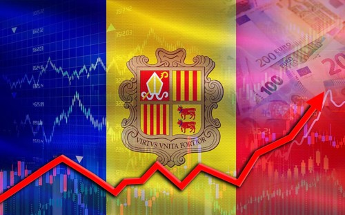 Andorra economic growth on financial graph. Andorra financial growth on market graph