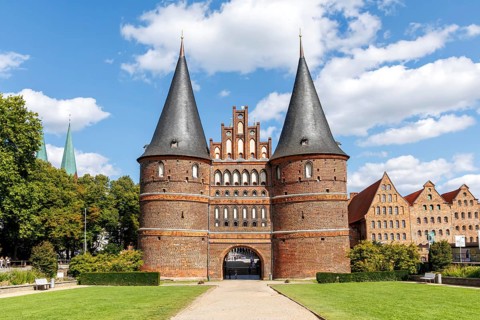 Holstentor Holsten Tor in the Hanseatic city of Lübeck, Germany, Europe