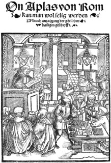Facsimile, title page of a pamphlet from the early days of the Reformation, depiction of the trade