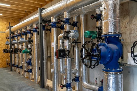 Pipelines, control elements of the heat storage tank of a biogas plant, 5000 cubic metres of hot