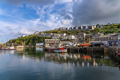Town view and harbour of Mevagissey, Cornwall, England, Great Britain