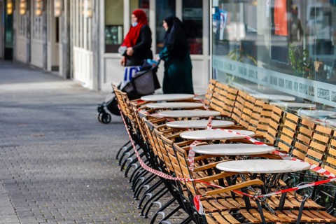 Krefeld, North Rhine-Westphalia, Germany - Krefeld city centre in times of the corona crisis during
