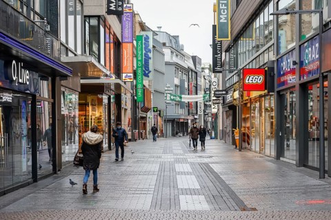 Cologne, North Rhine-Westphalia, Germany - Cologne city centre in times of the corona crisis during