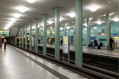 Passengers at Alexanderplatz underground station waiting for the underground, Berlin, 07/02/2025,
