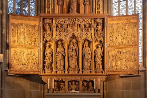 Marian altar by Hans Seyfer in the Kilianskirche in Heilbronn, Baden-Württemberg, Germany, Europe