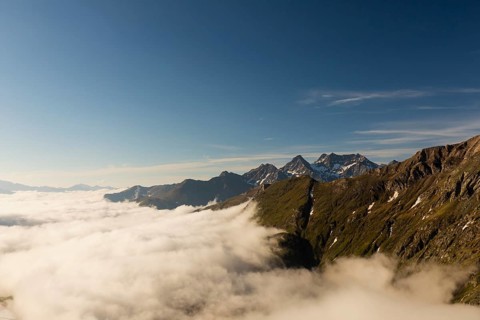 View from the Kaiser Franz-Josef Höhe on the Grossglockner High Alpine Road to the Margaritzen