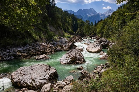 Mountain stream, Triftsteig along the Saalach near Lofer, Saalachtal, Pinzgau, Salzburg province,