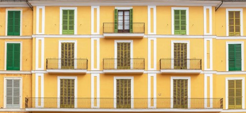 Major Square buildig facade, Palma de Mallorca, Mallorca, Balearic Islands, Spain, Europe