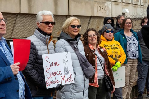 Detroit, Michigan USA - 7 March 2025 - The 'Stand Up for Science' rally at Wayne State University.