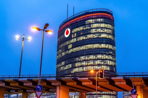 The company headquarters of Vodafone, in Düsseldorf-Heerdt, Vodafone-Campus, office tower, North