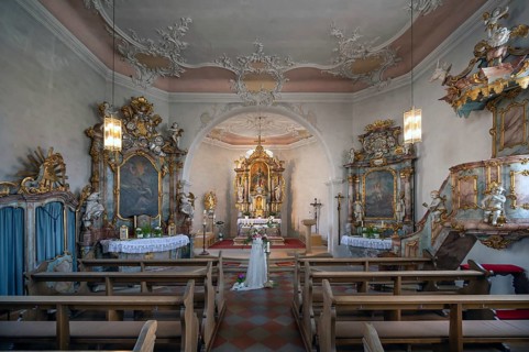 Interior of St Wendilinus Church, built between 1766 and 1769, Steinbach, Lower Franconia, Bavaria,