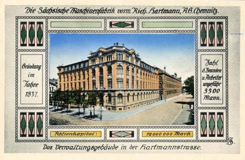 The Saxon machine factory of R. Hartmann in Chemnitz in 1914, Saxony, Germany, digitally enhanced