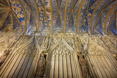 Detail of the choir and ceiling fresco in St Cecilia's Cathedral in Albi, Tarn department, France,