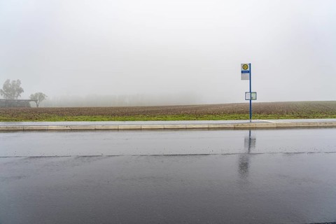 Bus stop, line 339, local transport in the countryside, near Ennepetal-Schlagbaum, B483,