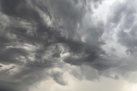 Cloud formation after storm warning thunderstorm warning grey dark clouds shortly in front of