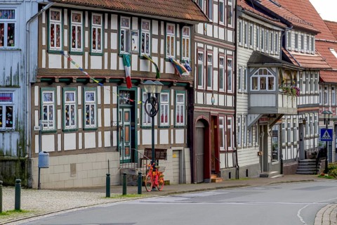 Old half-timbered houses in Bad Grund, the oldest of the seven Upper Harz mountain towns, Harz,
