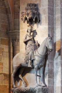 Equestrian statue Bamberg Rider, Bamberg, Upper Franconia, Bavaria, Germany, Europe