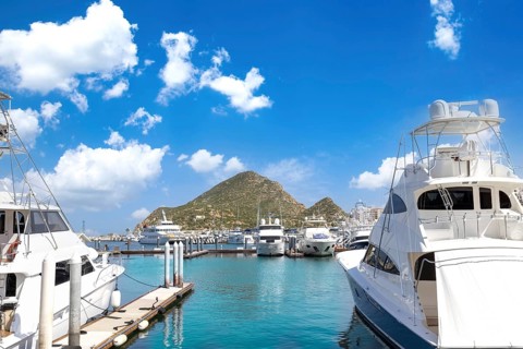 Mexico, marina and yacht club in Cabo San Lucas, Los Cabos, departure point to El Arco and beaches,