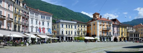 Piazza Grande in Locarno, where the film festival takes place, Locarno, Canton Ticino, Switzerland,