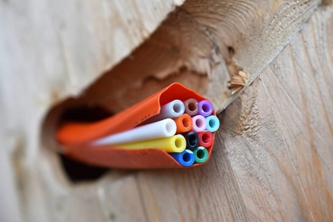 Laying fibre optic cable for fast Internet, Schleswig-Holstein, Germany, Europe