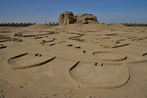 Deffufa, 19-meter-high brick building, ancient city of Kerma, Northern state, Nubia, Nile Valley,