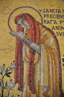 Mosaic wall, Saint Odile, Chapel of Tears, Odilien monastery on Odilien mountain in Ottrott,