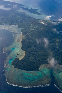 Aerial of vanua Levui, Fiji, South Pacific, Oceania