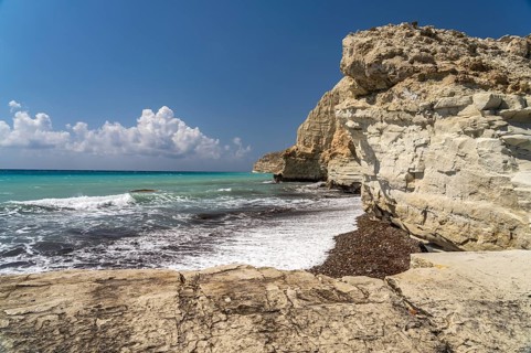 Beach on the cliffs of Cape Aspro near Pissouri, Cyprus, Europe