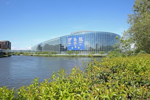 EU Parliament on the river Ill, European, Parliament, European Parliament, banner, poster,