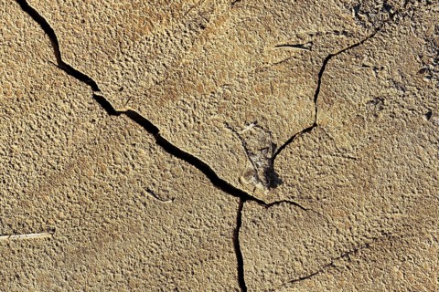 Dry cracks in the ground, pattern, dried mud after flood disaster in Almeria, storm 2012,