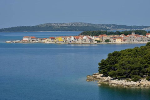 Houses on Krapanj island, Adriatic, Šibenik-Knin, Croatia, Europe