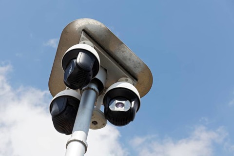 360 degree video surveillance on a construction site, Hikvision surveillance cameras, Düsseldorf,