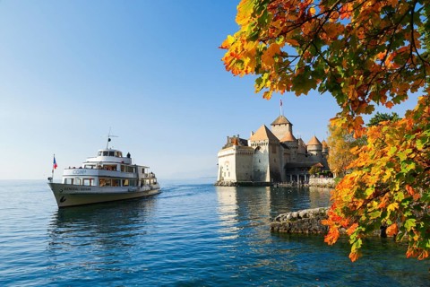 Chillon Castle, Lake Geneva, Switzerland, Europe