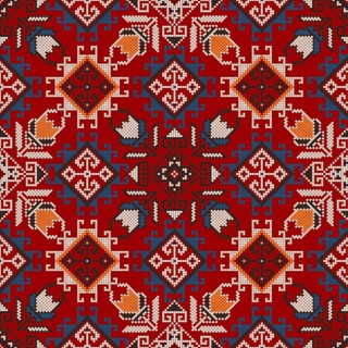 Traditional Georgian folk art embroidery vector pattern