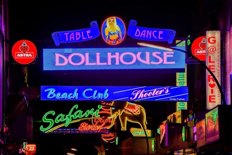 Illuminated sign at the Große Freiheit, Reeperbahn, St. Pauli, Hamburg, Germany, Europe