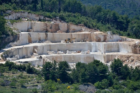 Quarry in Ložišca, whitest limestone in the world, Island of Brac, Dalmatia, Croatia, Europe