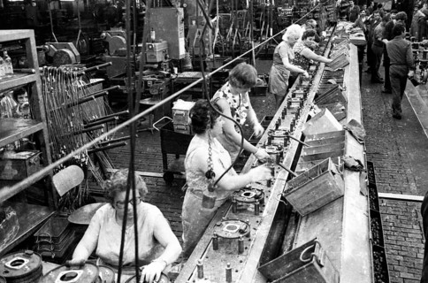 Production of engines, axles and other car manufacturing parts at the Opel plant in Bochum,