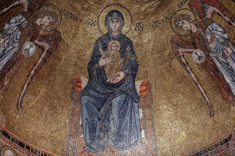 Ceiling mosaic over the left altar of the Cathedral of San Giusto, Trieste, Friuli Venezia Giulia