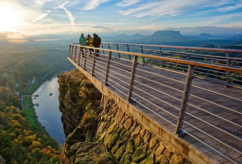The New Bastei View, Rock Formation Bastei, Lohmen, Saxon Switzerland, Elbe Sandstone Mountains,
