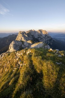 Sunset, mountain range, view from Schaffauer, Wilder Kaiser, Tyrol, Austria, Europe