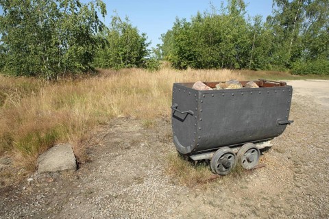 Loaded lorry with stones at the former historical mine Alte Elisabeth Fundgrube Himmelfahrt, TU