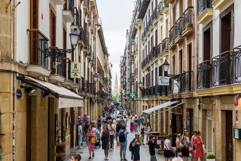 Alley in the historic centre, San Sebastian, Donostia, Basque Country, Northern Spain, Spain,
