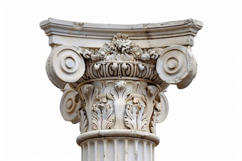 Greek column on white background. Generative Ai, AI generated