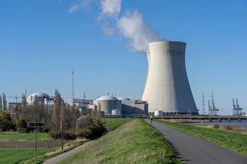 The Doel nuclear power plant on the Scheldt, one of two nuclear power plants in Belgium, consists