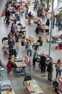 Warren, Michigan USA, 5 November 2024, Election workers open and verify absentee ballots on