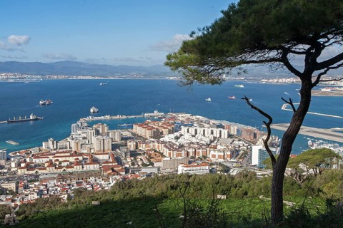 High density modern apartment block housing, Gibraltar, British overseas territory in southern