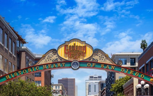USA, San Diego Gaslamp quarter in historic neighborhood know for restaurants and nightlife, North