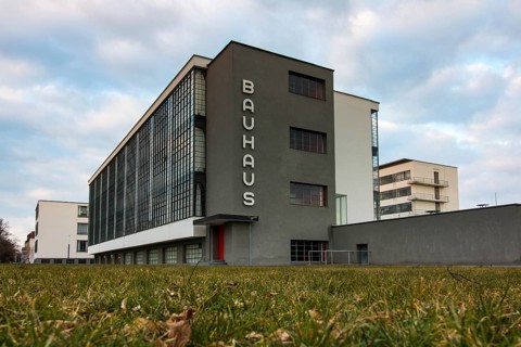 Bauhaus building, Bauhaus lettering, Dessau, Dessau-Roßlau, Saxony-Anhalt, Germany, Europe