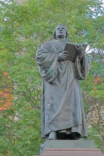 Sculpture Martin Luther monument, Luther monument, Bible, arm, hold, book, Anger, Erfurt,